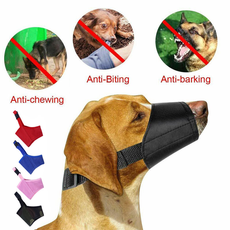 조절 가능한 개 입 총구 짖는 나일론 짖는 소리 방지 씹기 훈련 제품, 대형 소형 중형 개 애완 동물용 애완 동물 액세서리
