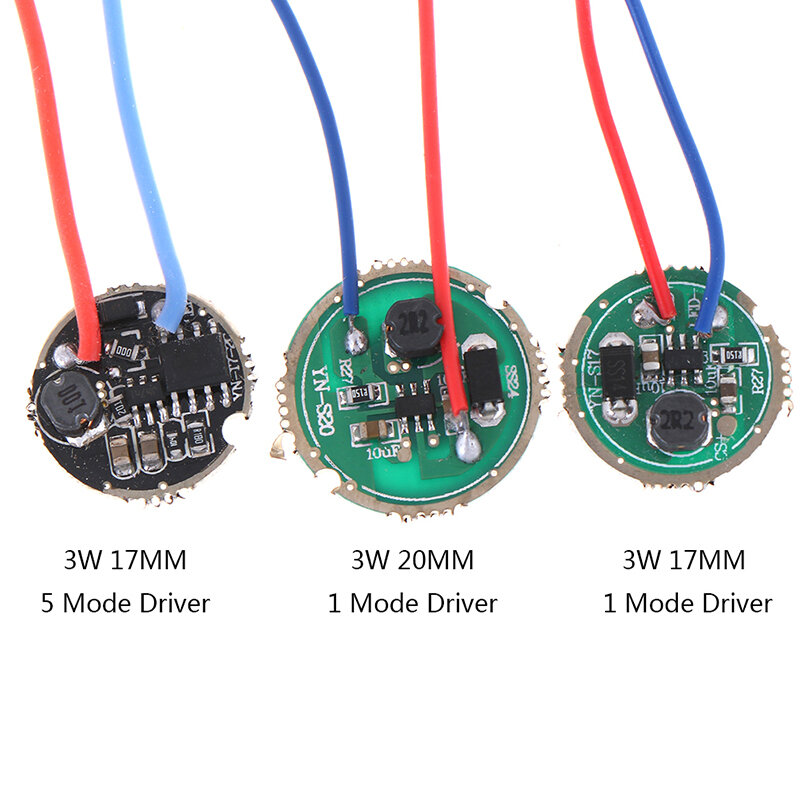 Driver LED 1Pc 3W 17mm/20mm 1.2-3.6V DC(1 modalità) 12V DC(5 modalità) Driver torcia a LED