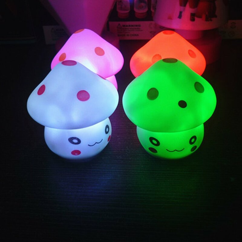 LED Baru 7-Warna Berubah Mini Lampu Malam Lampu Romantis Bentuk Jamur Lampu Lucu Lampu Dekorasi