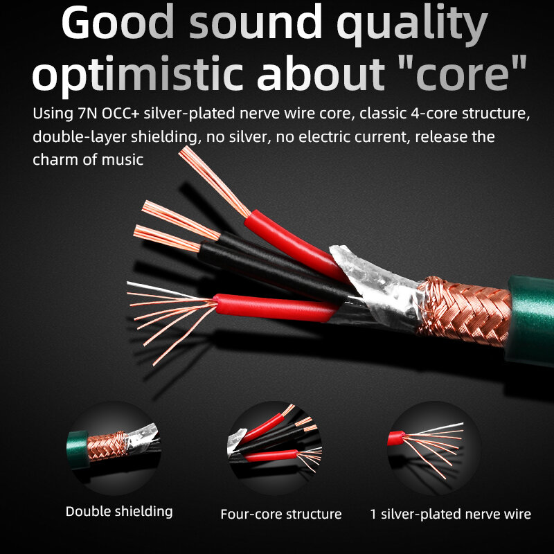 Cable HIFI rca OCC nerving core, cable de doble blindaje 2RCA a 2RCA, cable de interconexión de señal de audio para amplificador DAC TV