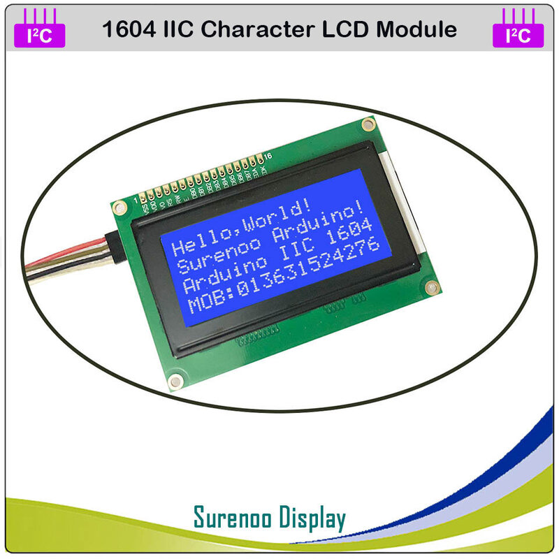Серийный ЖК-модуль IIC / I2C / TWI 1604 164 16*4, с ЖК-дисплеем, желтым, зеленым, синим, с подсветкой для Arduino