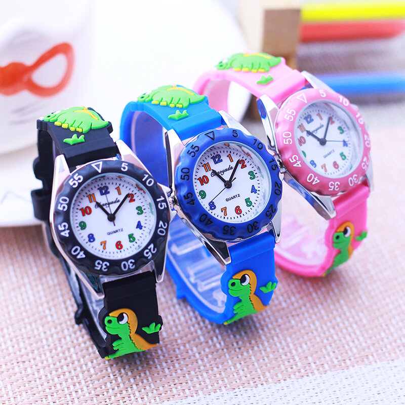 Chaoyada-Montre-bracelet à quartz numérique colorée pour enfants, montre jouet, bracelet en silicone, petits enfants, étudiants, garçons, filles, dinosaure, nouveau, 2024
