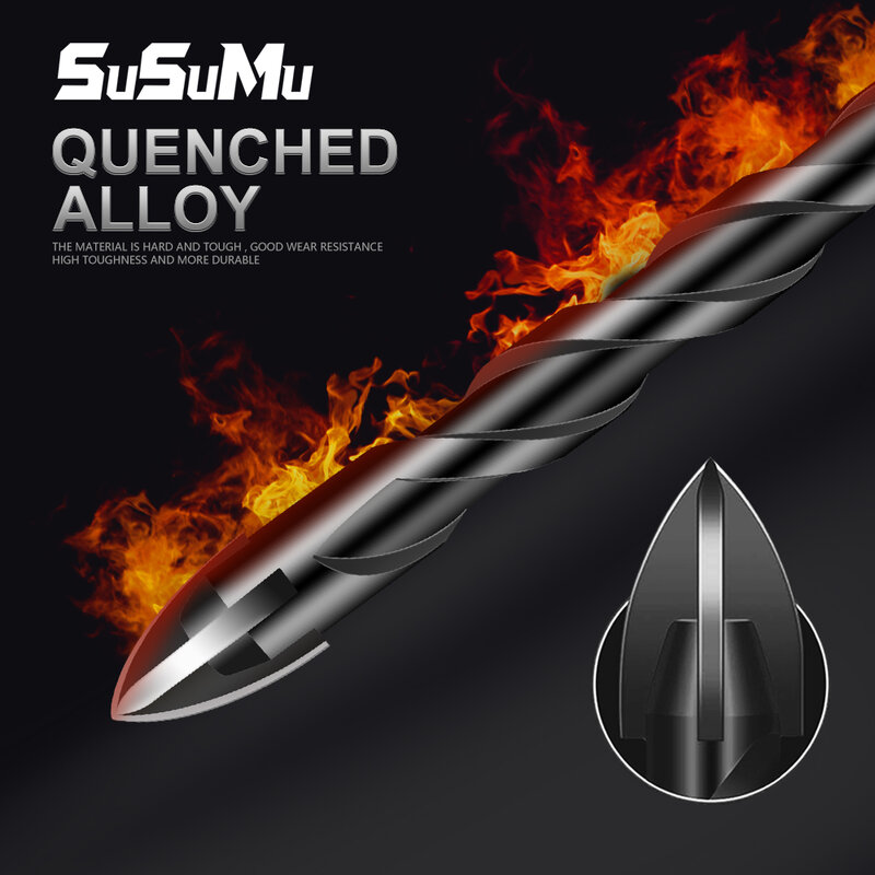 SuSuMu 3-12มม.Hex ดอกเจาะกระเบื้องชุดสำหรับแก้วคอนกรีตเซรามิครูเปิดอิฐโลหะผสมสามเหลี่ยมเครื่องมือกล่องชุด
