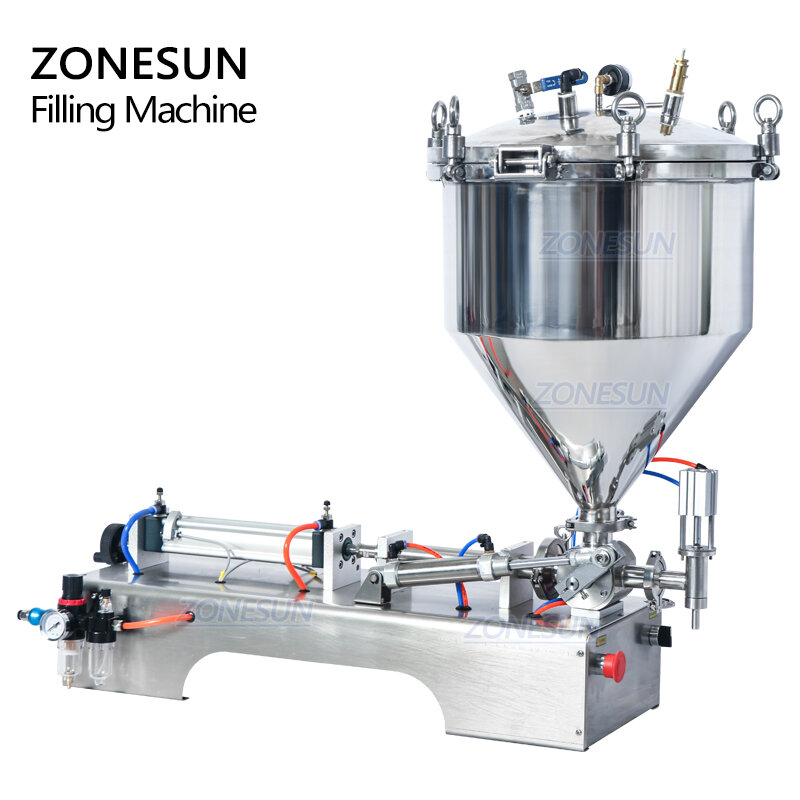 ZONESUN ZS-GTP1 공압 두꺼운 액체 충전 Machine10-5000ML 꿀 끈적 병 음료 반죽 잼