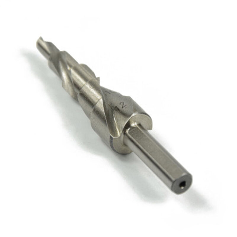 Mini accesorios de perforación de Metal acanalado en espiral, broca cónica escalonada de plata, 4-12 HSS