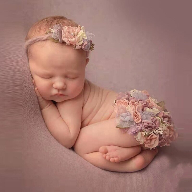 Adereços de fotografia de bandana recém-nascido, bebê ass flor para foto prop