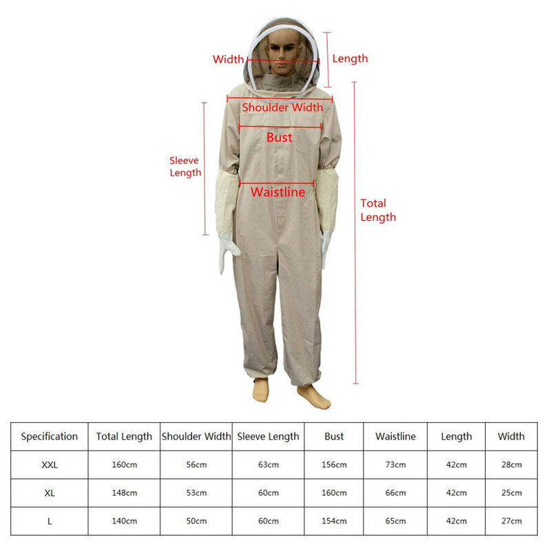 Bee Proof Protective Clothing Full Body Beekeeping Suit Farm Unisex Safety Outfit With Glove Veil Hood Professional Apiary