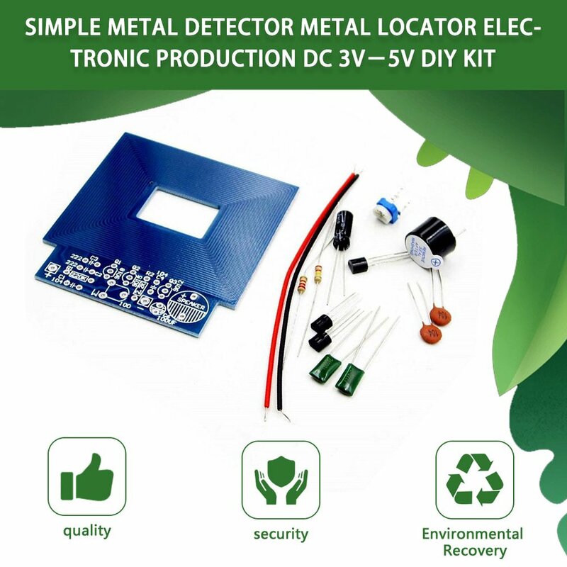 Detector de Metales sencillo, localizador de producción electrónica, DC 3V-5V, Kit de bricolaje, materiales respetuosos con el medio ambiente