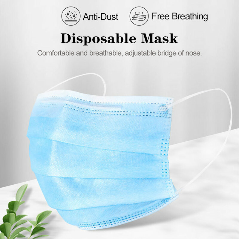 100 Pcs 3 Layer Disposable Mask Non-woven Mascarillas Dust Face Mask Thickened Disposable Mouth Mask Dust Filter Safety mascaras
