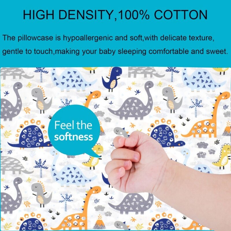 Funda de almohada de algodón para niños pequeños, funda de cojín transpirable suave para bebés, 13x18 pulgadas, 14x19 pulgadas, 12x16 pulgadas, G99C