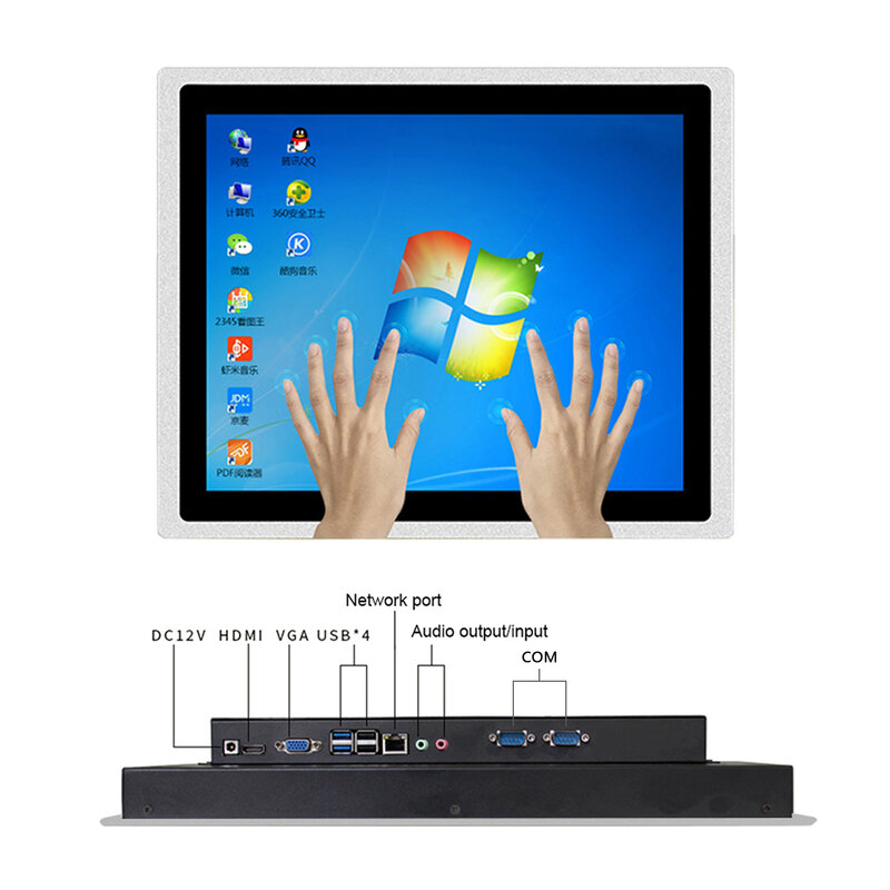 Mini Tablet PC industrial incorporado, 13.3 em 1, 15.6 e 18.5 Polegada, painel de PC com tela de toque capacitiva, WiFi embutido para Win10 Pro