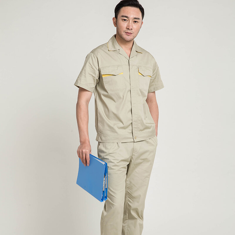 Worker Clothes Coverall Summer Thin Wear-resistant Washable Cotton Skin-friendly Factory Workshop Mechanical Repairmen Uniforms