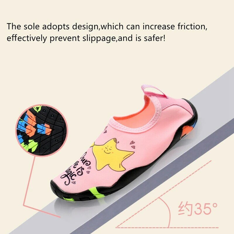 Kid Water Sport Shoes Beach Swimming Boys Girls Wading Shoes Non Slip Quick-Dry Barefoot Sock Shoes Home Outdoor Cute Cartoon