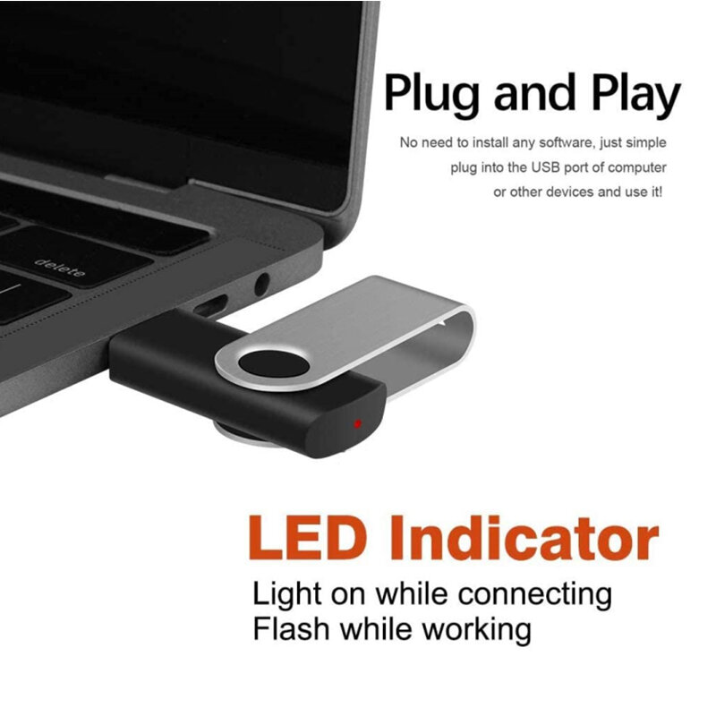 Unidad Flash USB 2,0 de Metal con logotipo personalizado, Pendrive giratorio de 8GB, 32GB, 128GB y 16GB, 10 unidades por lote