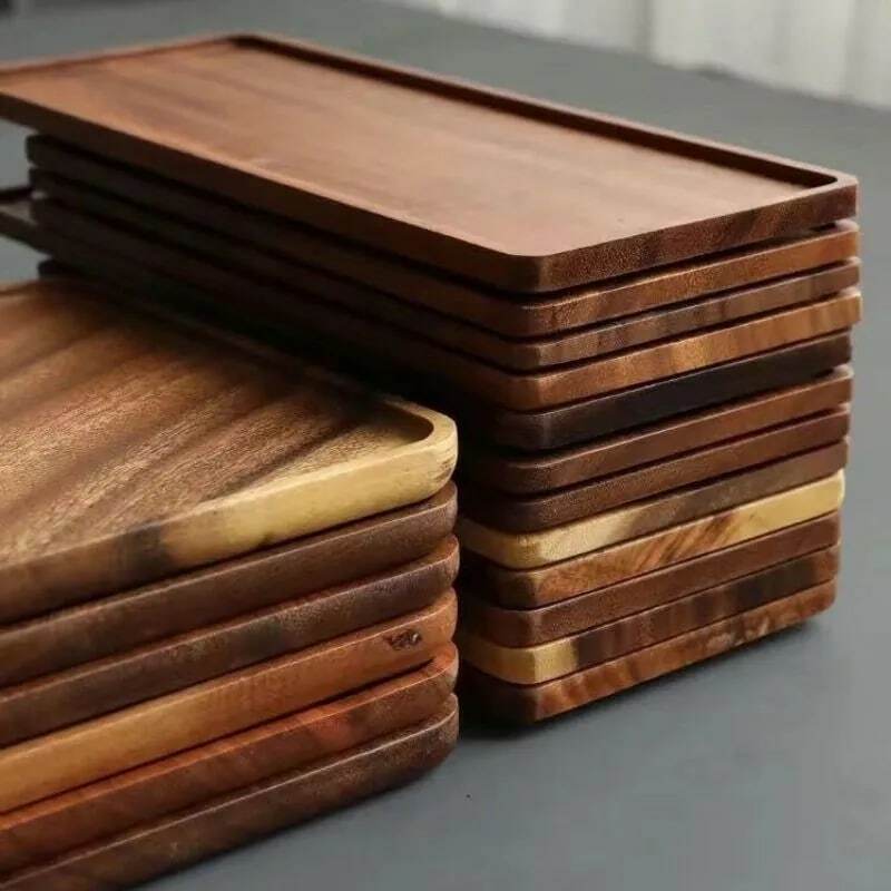 Natural Wooden Tray Rectangular Plate Fruit Snacks Food Storage Trays Hotel Home Serving Tray Decorate Supplies