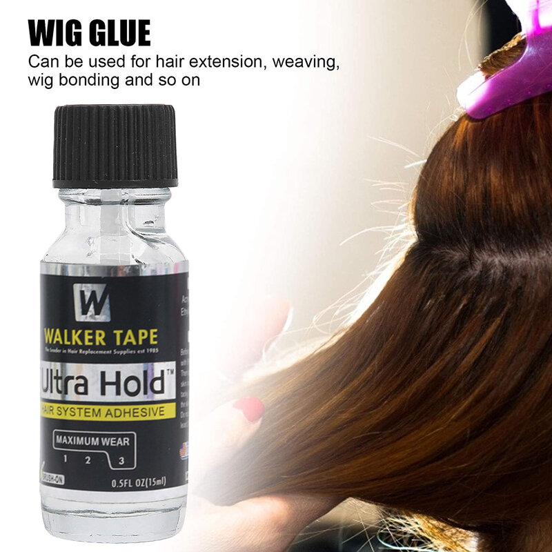 0.5oz/15ml  Walker Tape Ultra Hold Lace Wig Glue Front Wig Glue For Wigs Transparent Lace Adhesive for Hair Replacement Brush-on