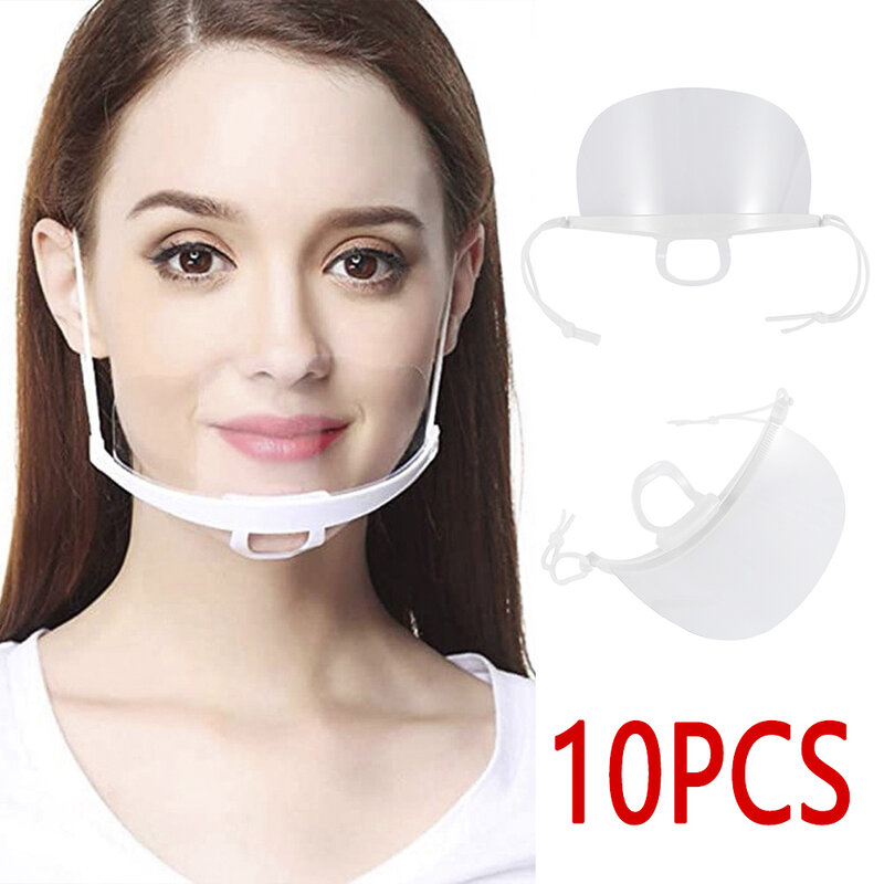 10pcs Hygiene Safety Face Shield Mouth Nose Visor Permanent Anti Fog Catering Food Hotel Plastic Kitchen Restaurant Tools