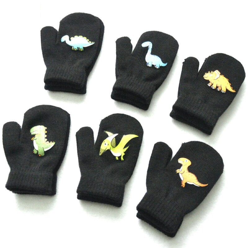 1 Pair Children Baby Winter Warm Gloves Fluffy Stretchy Full Finger Mittens for 1-4 Years Kids Boys&Girls Outdoor Riding Gloves