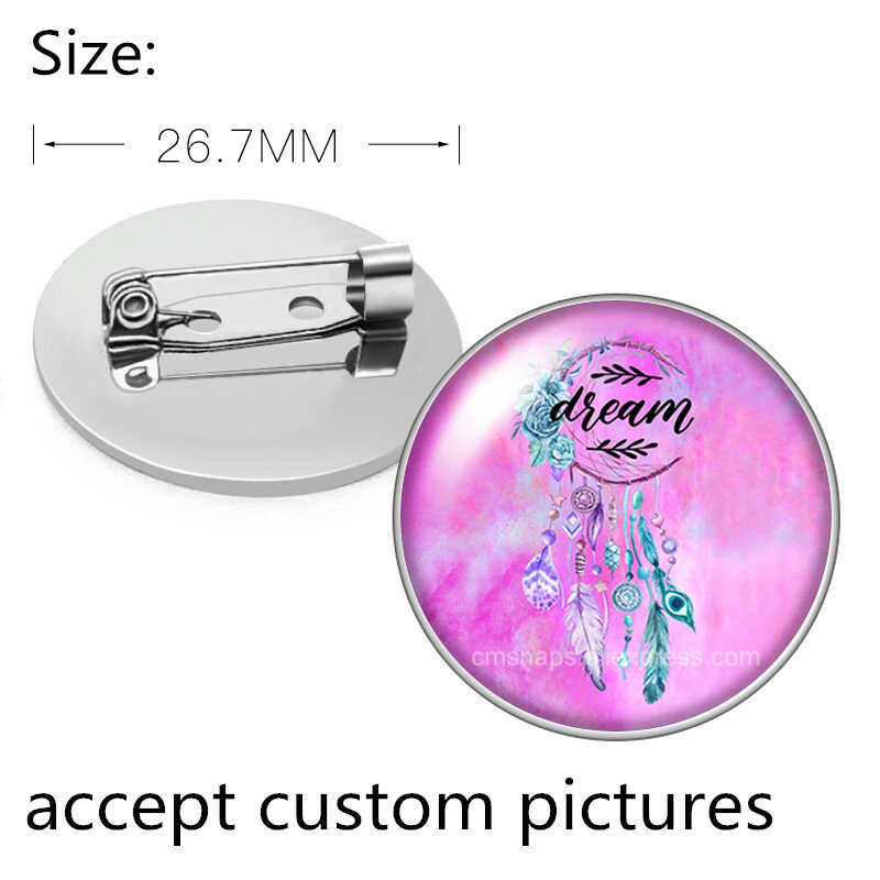 Foto personalizada fotos personalizadas broches de cabochão de vidro das mulheres dos homens prata chapeado mochila lapela pino botão emblemas broche presente