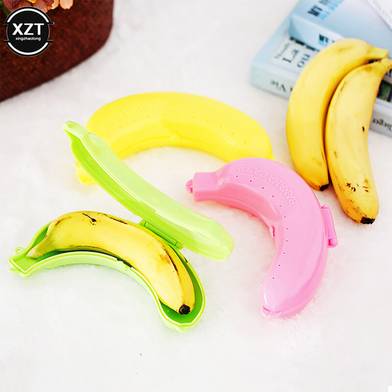 Simpatico 3 colori frutta Banana Protector Box Holder Case Lunch Container Storage Box kids Fruit carry container candy snack holder
