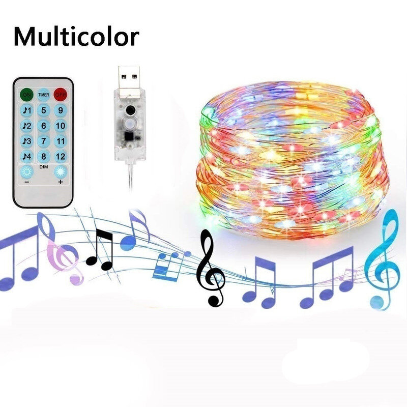 Music Control Led Light Chain Copper Wire 5M 10M Led String Lights  Fairy Lights For ChristmasWedding Party Support Dropshipping