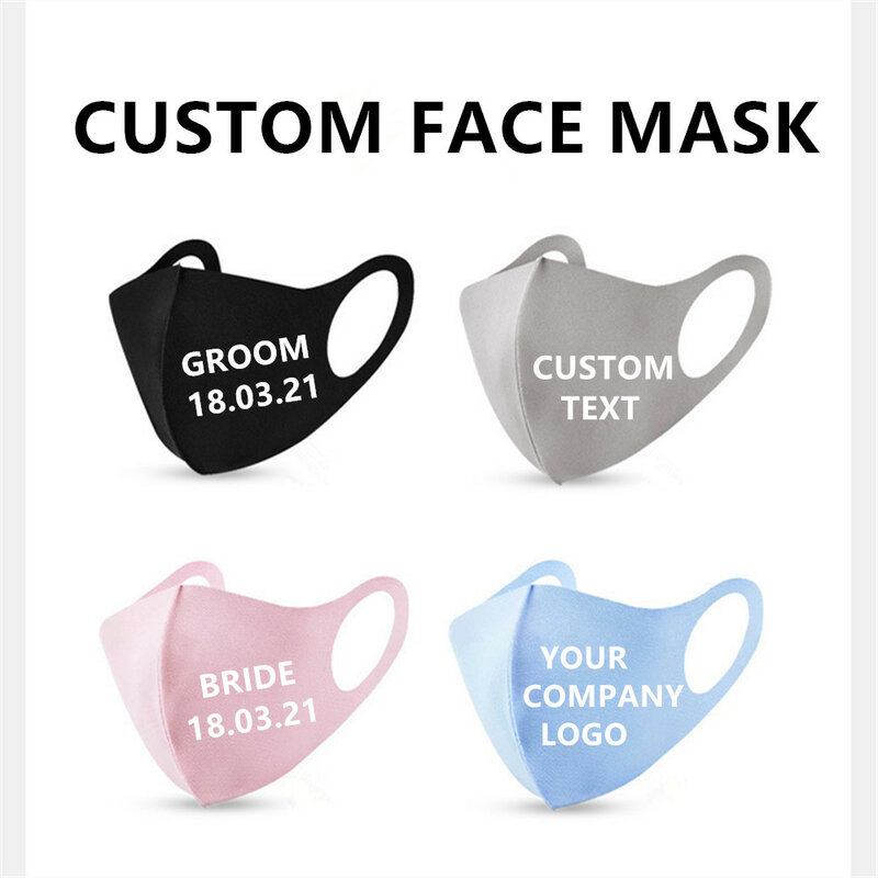 Máscara facial personalizada respirável, lavável, reutilizável, com logo da empresa, para convidados de casamento