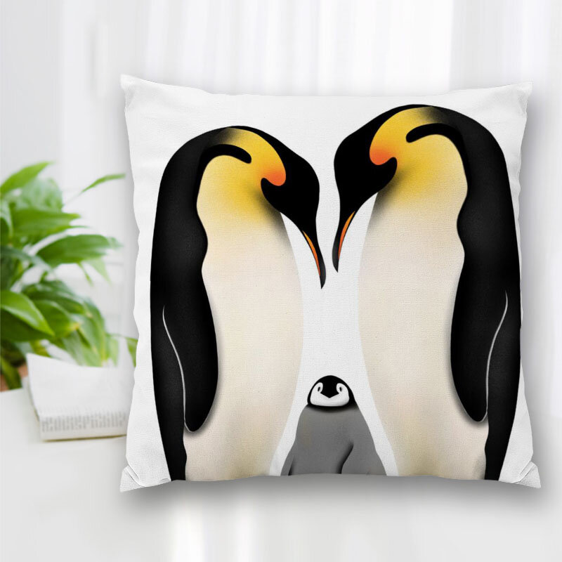 Sarung Bantal Persegi Lukisan Penguin Kustom Kualitas Tinggi dengan Ritsleting Kamar Tidur Sarung Bantal Rumah 20X20Cm 35X35Cm 40X40Cm