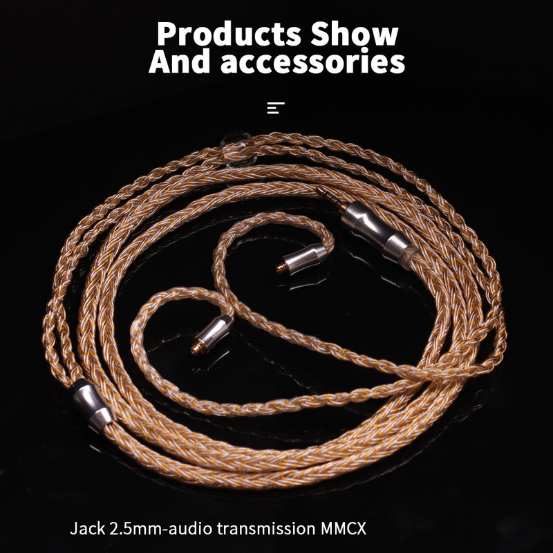 SYRNARN 16 rdzeń srebrny pozłacany kabel słuchawek 3.5/4.4mm do 0.78mm 2pin/MMCX/A2DC zbalansowany kabel do słuchawek HIFI