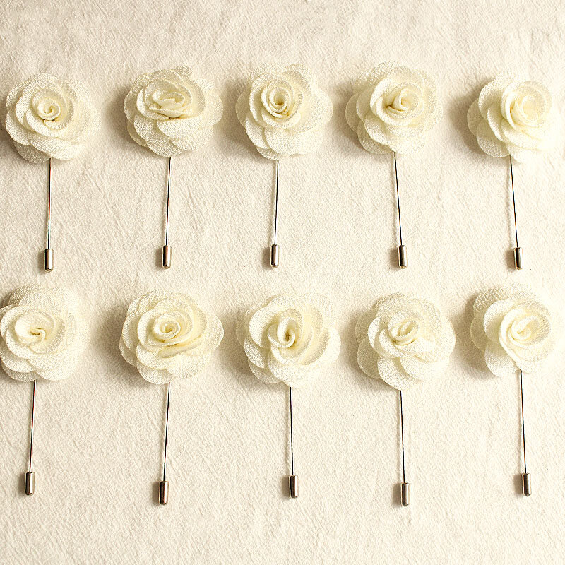 Wedding Boutonniere Pins Corsage Women Men Groom Brooch Flowers Polyester Buttonhole Marriage Roses Guests Prom Suit Accessories