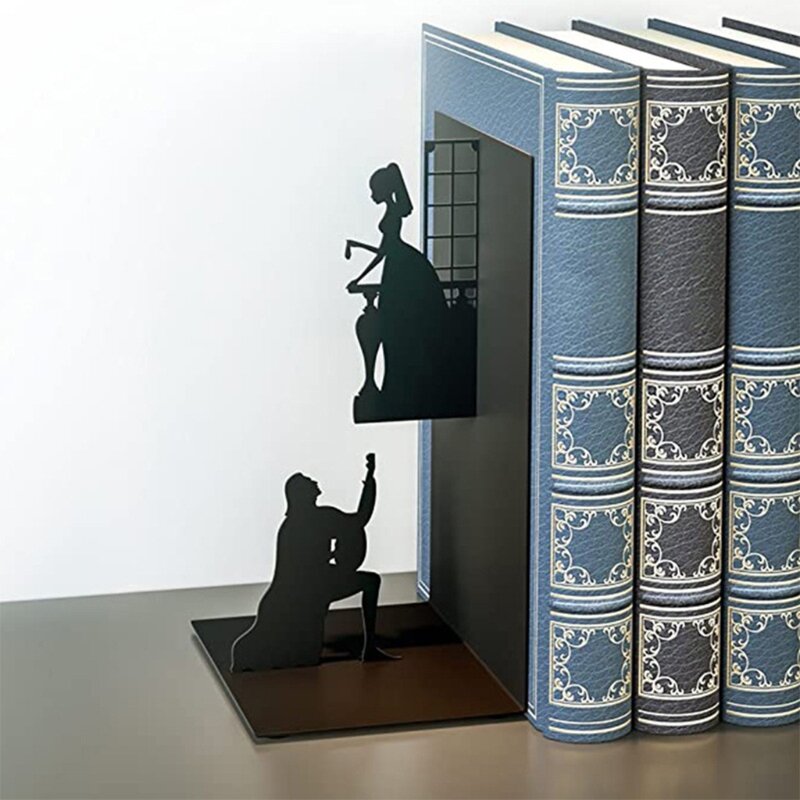 Buku Baca Bookends Gambar Besi Mendukung Sumbat Ujung Buku Retro Non-selip untuk Rak Dekorasi Desktop Meja Kantor Rumah