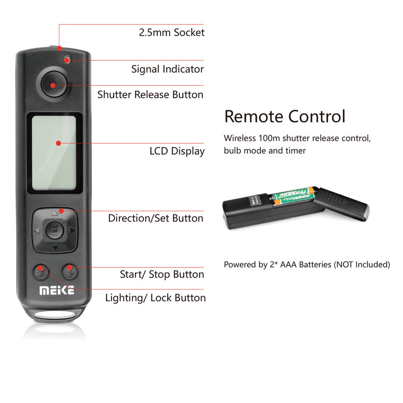 Bateria de controle remoto meike MK-XT3 pro, aderência da mão para fujifilm X-T3