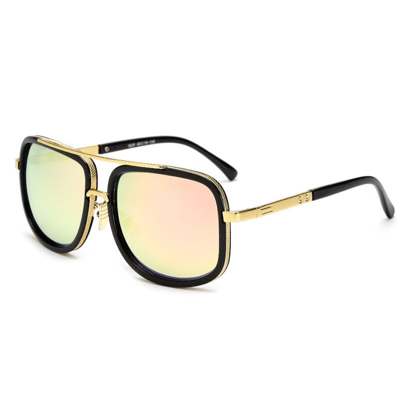 Gafas Oculos De Sol — Lunettes de soleil rétro pour femme, nouvelle mode, grand cadre carré, métallique vintage, haute qualité