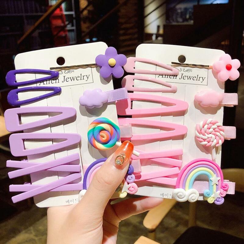 1Set Girls Cute Rainbow Fruit Colorfur Hairpins Children Sweet Hair Clip Barrettes Headband Kids Fashion Hair Accessories