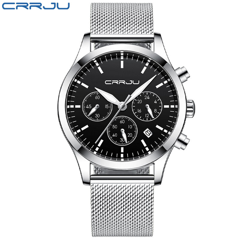 Crrju 2020 nova moda dos homens relógios marca superior relógio de luxo esportes cronógrafo à prova dwaterproof água relógio de quartzo masculino