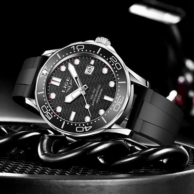 2023 LIGE orologi da uomo Top Brand Luxury Silicone orologio da uomo Casual Business orologio al quarzo impermeabile orologio da polso sportivo con data uomo