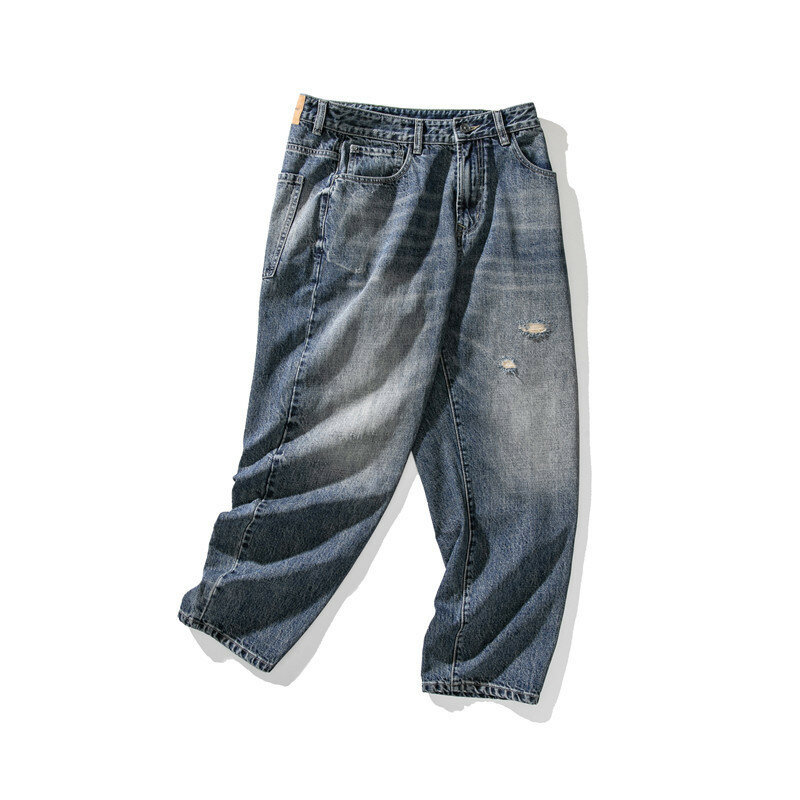 Outono em linha reta 2023 calças masculinas marca de moda ins roupas masculinas velho lavado desgastado jeans