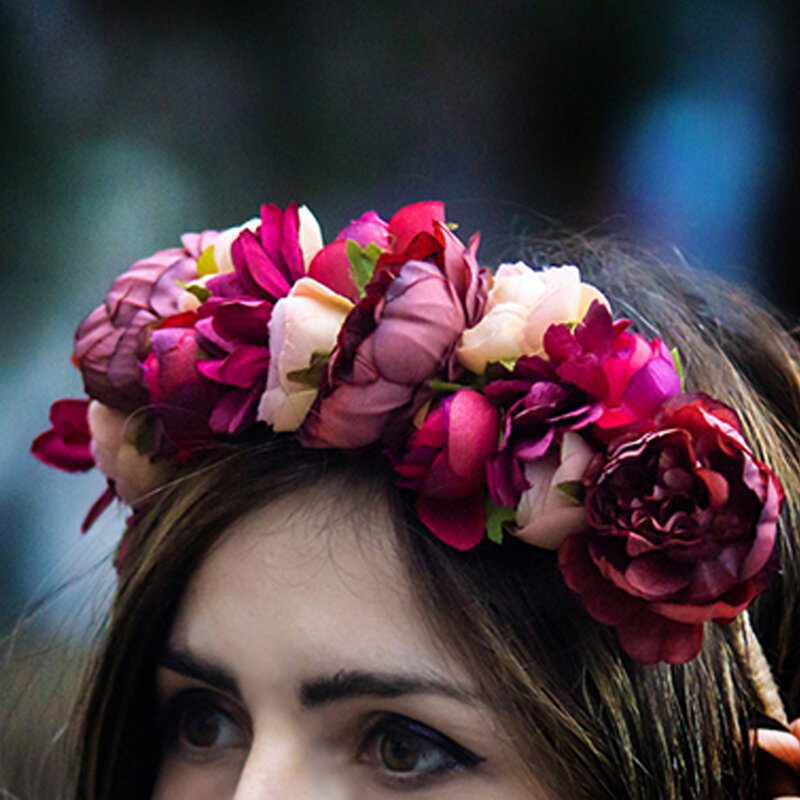Molans Mahkota Bunga Mawar Ikat Kepala Bunga Romantis Hiasan Kepala Putri Garlan untuk Pengantin Pernikahan Aksesori Rambut Anak Perempuan Karangan Bunga