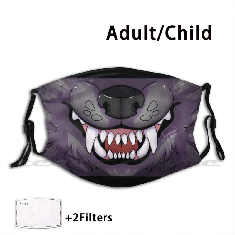 Mascarilla de tela lavable para adultos y niños, máscara con filtro Pm2.5, Lobo, Lobo, Snarl, Animal, Snarling, Maw