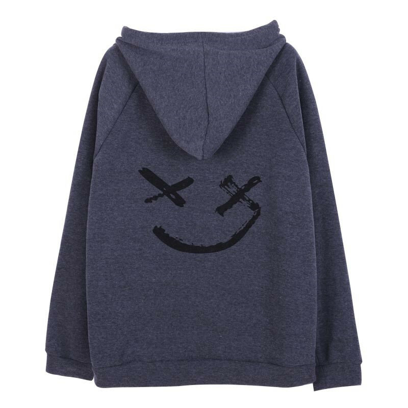 Unisex Hoodies Sweatshirt Happy Smiling Face Print Men Patchwork Hoodies Women Long Sleeve Hooded Pullover Jumper Sweatshirt Men
