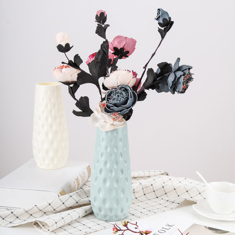 Estilo nórdico vaso de plástico imitação cerâmica vaso de flores cesta flor vaso de mesa decoração para casa