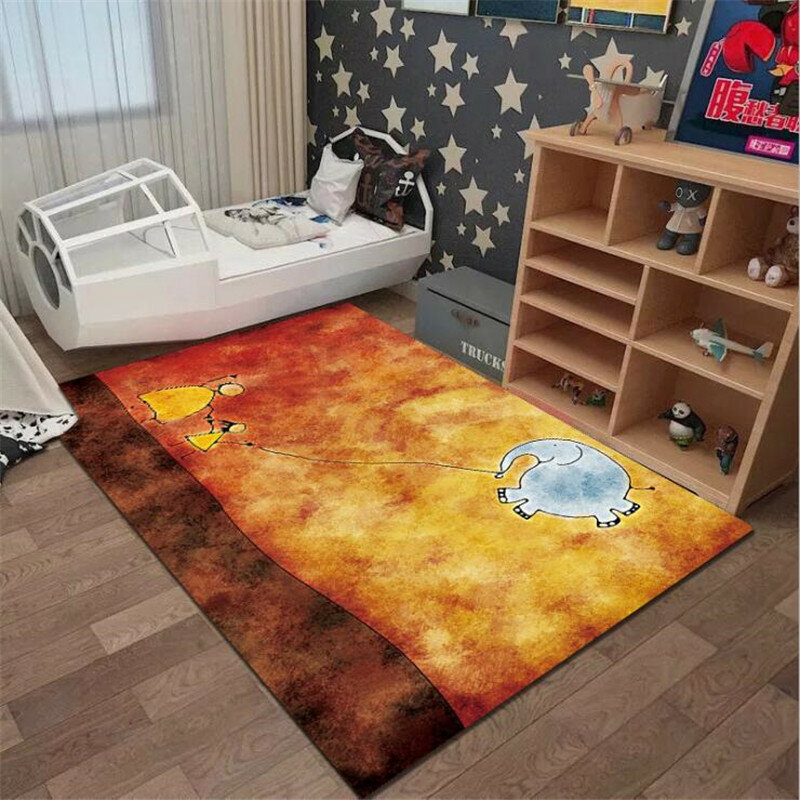 Cartoon Elephant Anti-Skid Area Floor Mat 3D Printed Rug Non-slip Mat Dining Room Living Soft Carpet Kids Mat