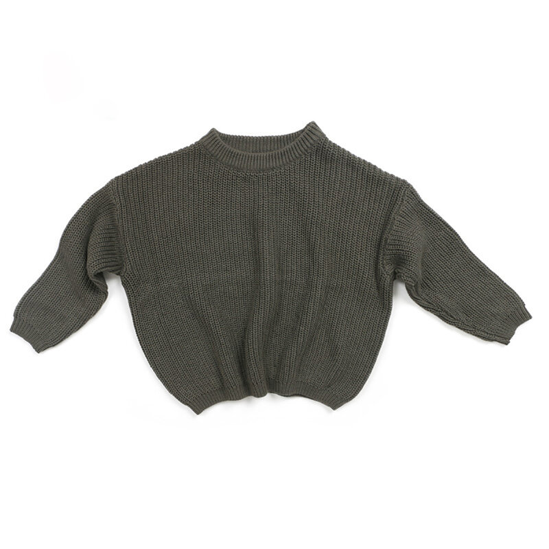 Suéter para niños pequeños con cuello redondo, Tops gruesos de lana suave, trajes de manga larga