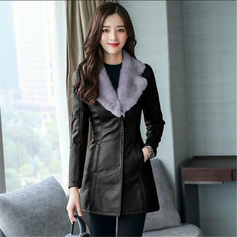 Abrigo de piel sintética con Cuello medio para mujer, chaqueta gruesa y cálida para invierno