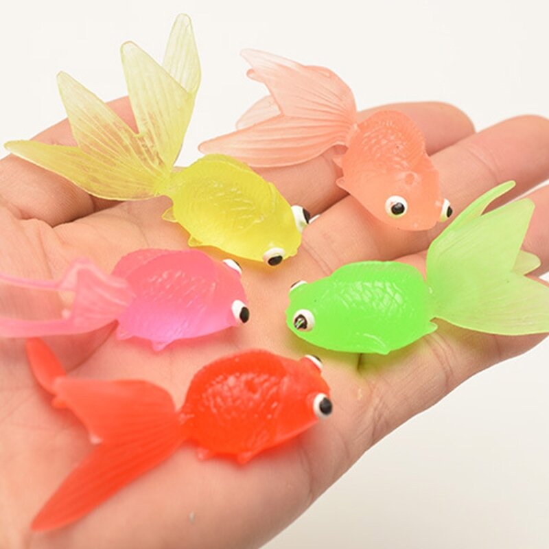10 Buah Karet Simulasi Kecil Ikan Mas Ikan Emas Anak-anak Mainan Dekorasi Mainan Mandi