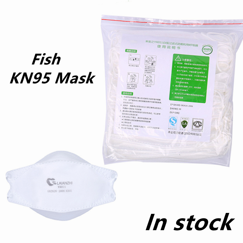 Laianzhi yx011 kn95 respirador à prova de poeira Anti-PM2.5 rosto protetor máscara de higiene de peixes com orelha-loop boca capa entrega rápida