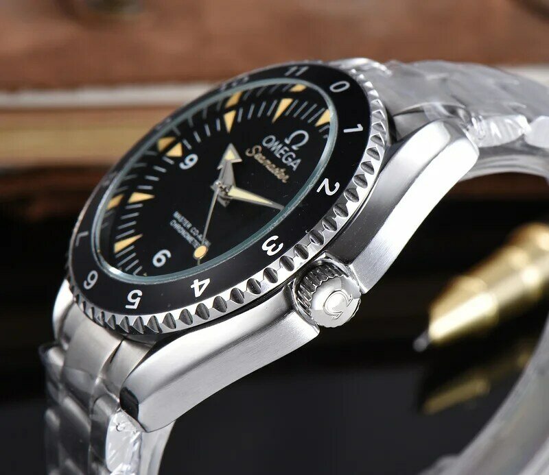 Omega-marca de luxo cerâmica bezel masculino mecânica 007 movimento automático relógio masculino designer relógios de pulso 6344