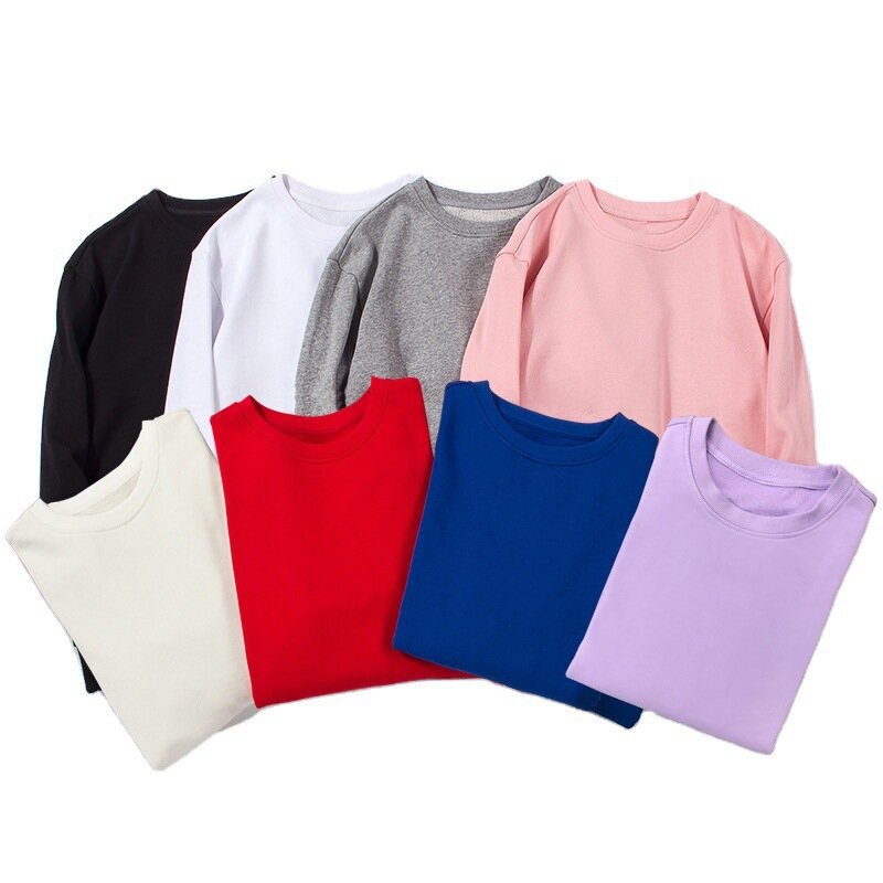 MRMT Sweater Pria Wanita musim gugur, Sweater atasan warna Solid leher bulat lengan panjang katun kosong 2024