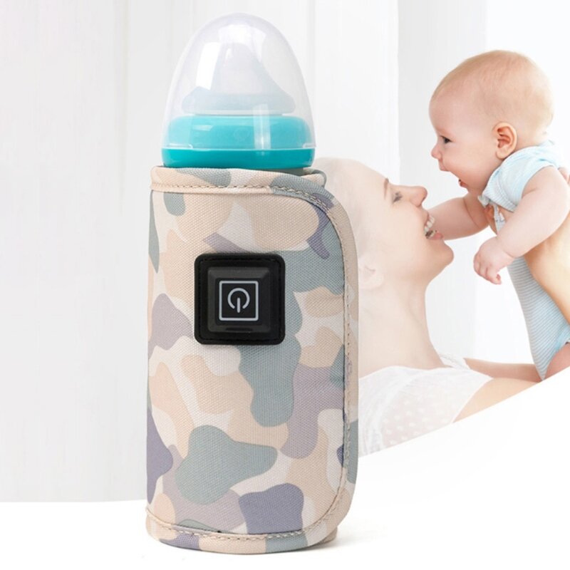 67JC biberon per bambini termostato coperchio caldo per alimenti portatile USB biberon scalda latte da viaggio