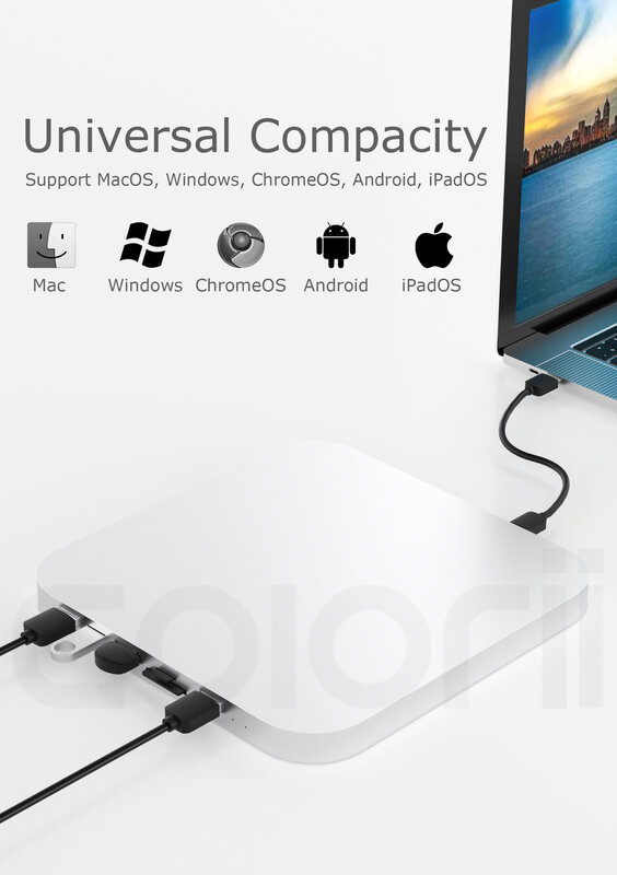 Colororii-Hub USB C para Mac mini M1/M2, con carcasa HDD 2,5, SATA, NVME, M.2, SSD, funda HDD a USB C Gen 2, SD/TF, estación de acoplamiento