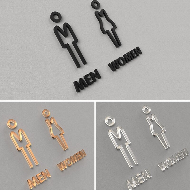 Samoprzylepne akrylowe panie panowie Symbol toaleta drzwi do łazienki znak naklejki ścienne do hotelu, biura, domu, restauracji pracy